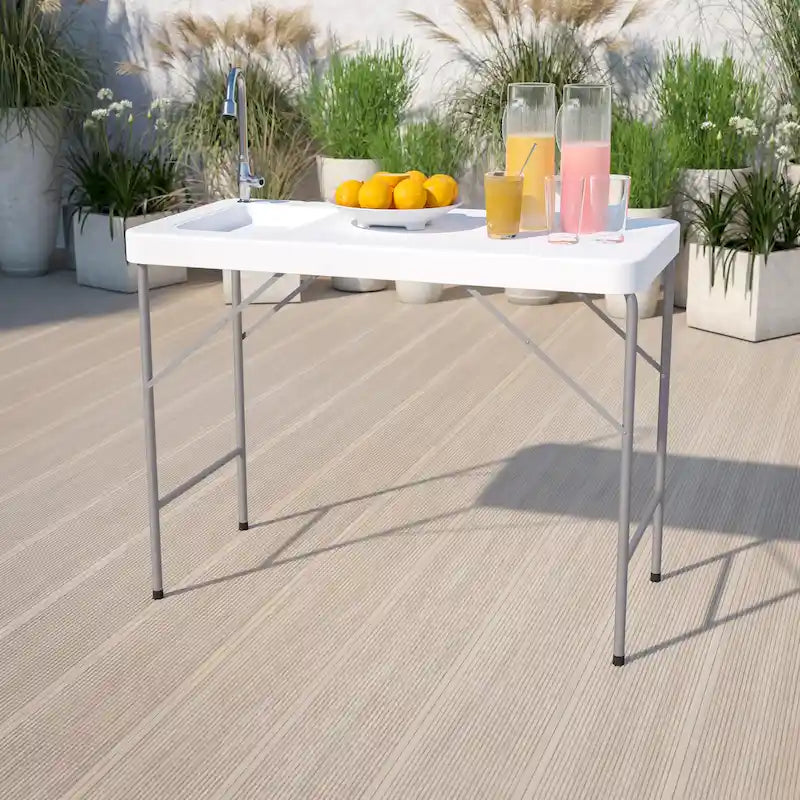 4-Foot Portable Fish Cleaning Table / Outdoor Camping Table and Sink