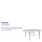 6-Foot Round Bi-Fold Plastic Event Folding Table with Handle