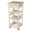 Unfinished Wood Kitchen Cart with Wine Rack, 1-Person Use