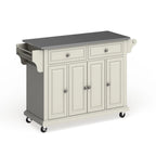 White Kitchen Cart – Stainless Steel Top & Wood Counter, Single
