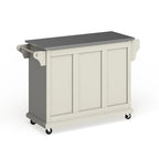 White Kitchen Cart – Stainless Steel Top & Wood Counter, Single