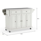 White Kitchen Cart – Stainless Steel Top & Wood Counter, Single