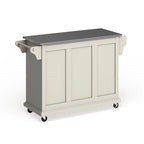 White Kitchen Cart – Stainless Steel Top & Wood Counter, Single