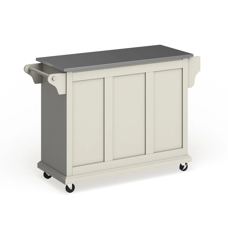 White Kitchen Cart – Stainless Steel Top & Wood Counter, Single
