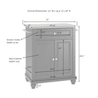 White Portable Kitchen Island, Stainless Steel Top, Single User