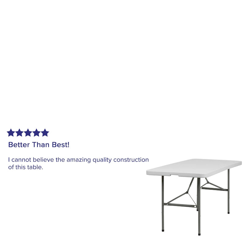 30W x 60L Bi-Fold Granite White Plastic Folding Table - Banquet Table
