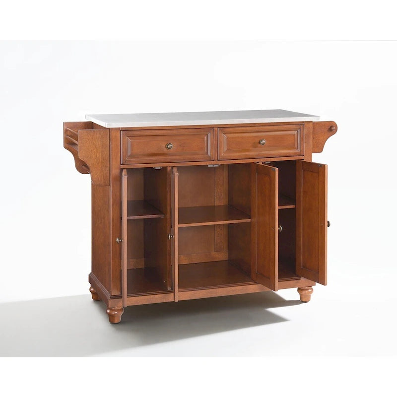 Brown Stationary Kitchen Island with Stainless Steel Top, 1-Person