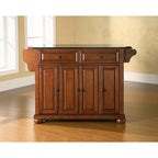 Cherry Stationary Kitchen Island with Granite Top