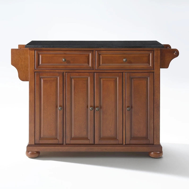 Cherry Stationary Kitchen Island with Granite Top