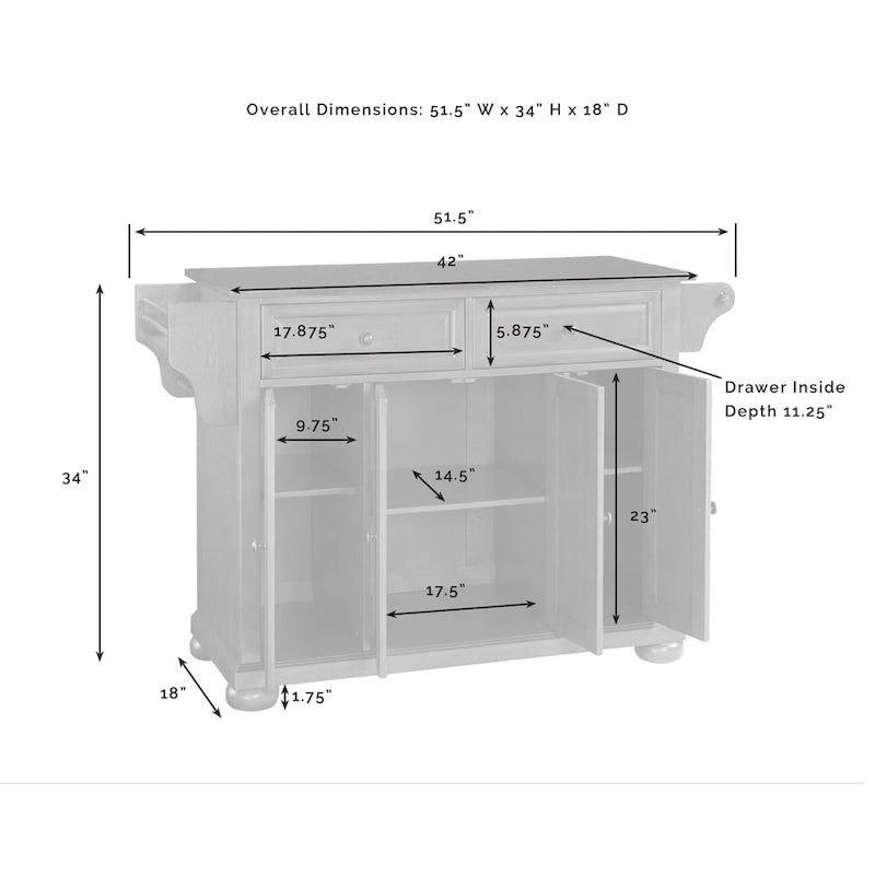 Cherry Stationary Kitchen Island with Granite Top