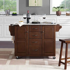 Mahogany Granite/Marble-Top Kitchen Cart, Single