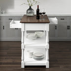 White / Stationary / Wood Top Kitchen Island