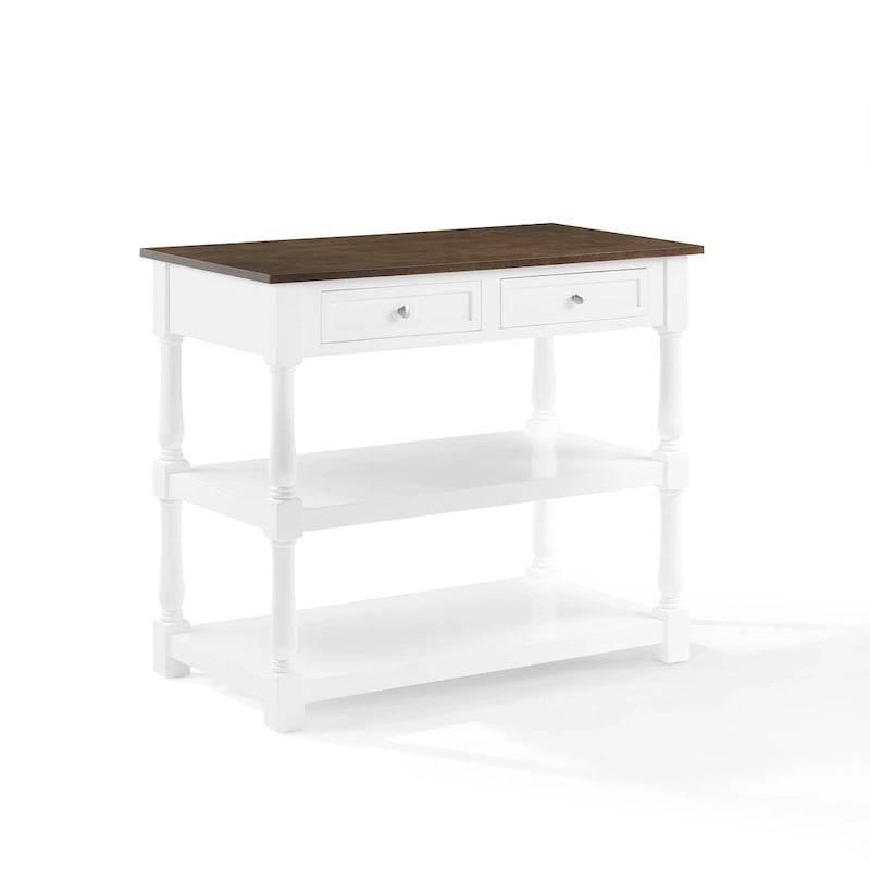 White / Stationary / Wood Top Kitchen Island