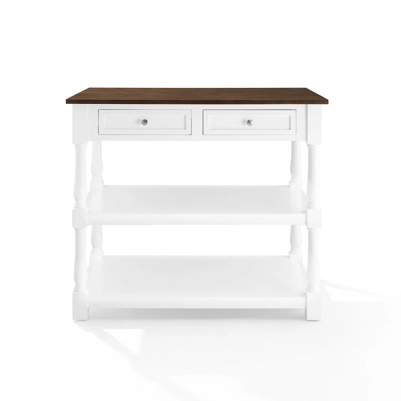 White / Stationary / Wood Top Kitchen Island