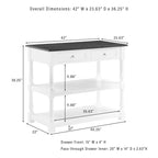 White / Stationary / Wood Top Kitchen Island