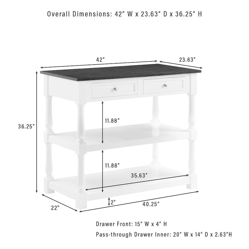 White / Stationary / Wood Top Kitchen Island