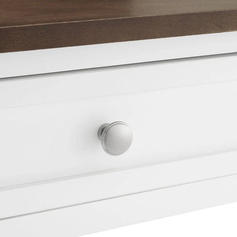 White / Stationary / Wood Top Kitchen Island