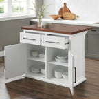 White Stationary Kitchen Island, Wood Top, Seats 2 – 27"D x 42"W x 36"H