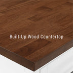White Stationary Kitchen Island, Wood Top, Seats 2 – 27"D x 42"W x 36"H