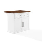 White Stationary Kitchen Island, Wood Top, Seats 2 – 27"D x 42"W x 36"H