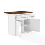 White Stationary Kitchen Island, Wood Top, Seats 2 – 27"D x 42"W x 36"H