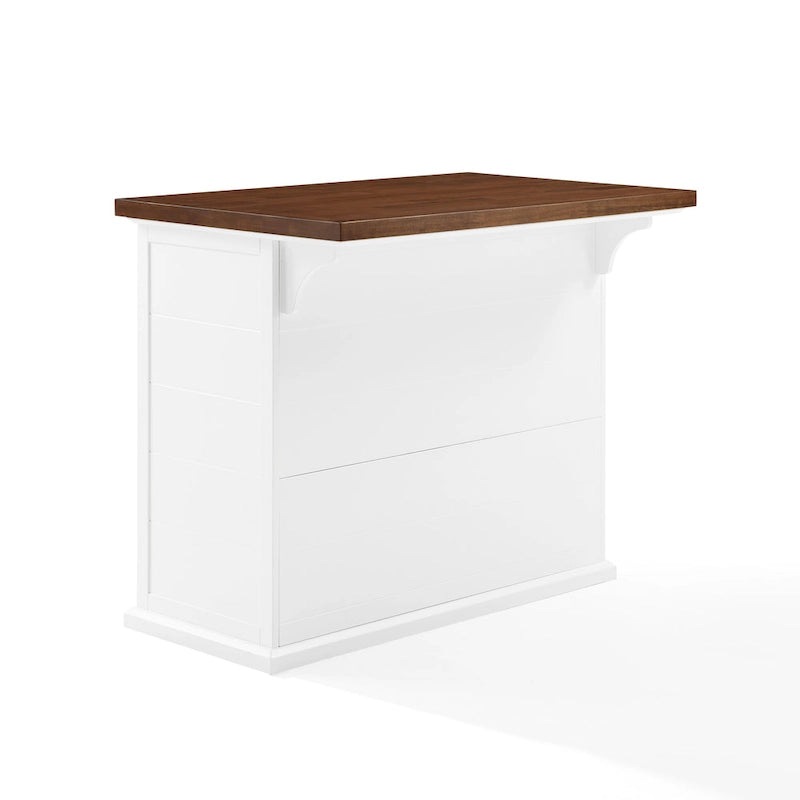 White Stationary Kitchen Island, Wood Top, Seats 2 – 27"D x 42"W x 36"H
