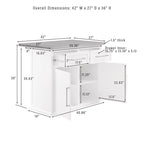 White Stationary Kitchen Island, Wood Top, Seats 2 – 27"D x 42"W x 36"H