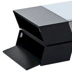 White / Black 2-Tier Geometric Glass Top Coffee Table with Storage