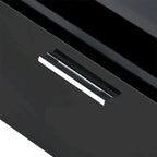 White / Black 2-Tier Geometric Glass Top Coffee Table with Storage