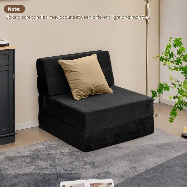 Tri-Fold Folding Chair Convertible Sleeper Bed - 75 x 28 x 6
