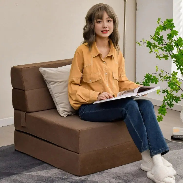 Tri-Fold Folding Chair Convertible Sleeper Bed - 75 x 28 x 6