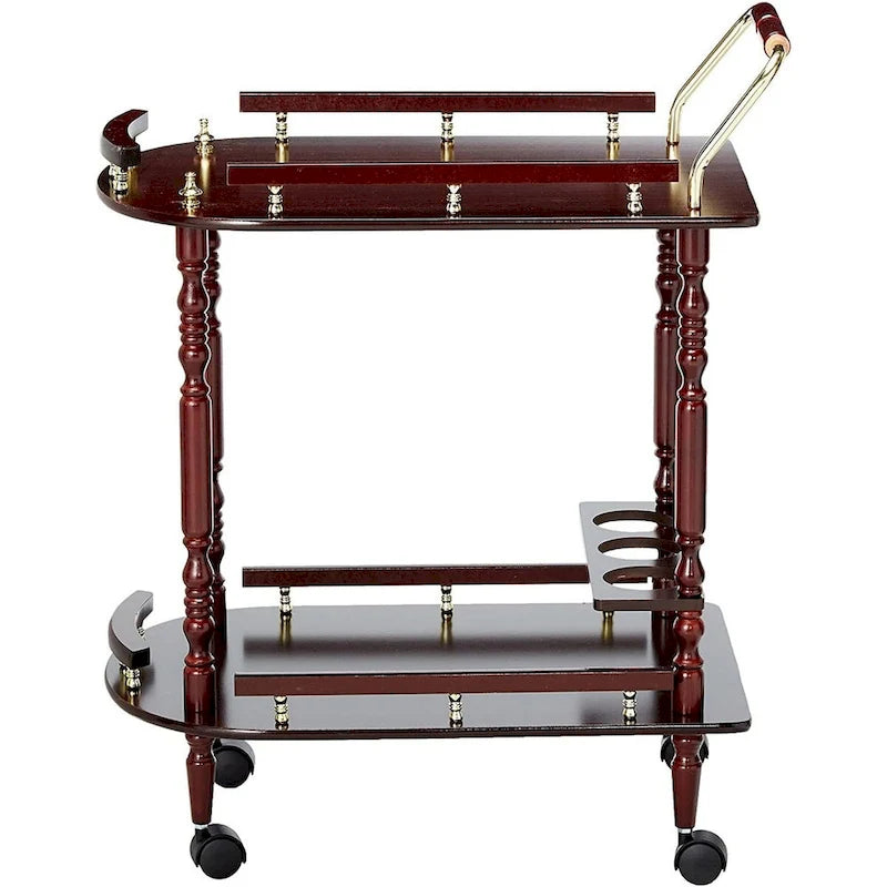 Brown 2-Tier Serving Cart with Wine Storage