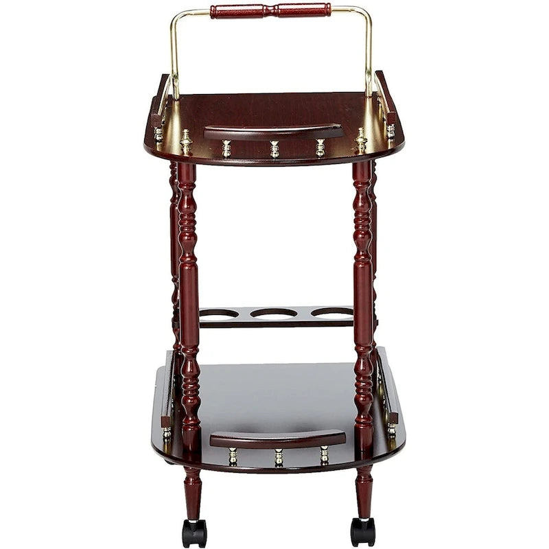 Brown 2-Tier Serving Cart with Wine Storage