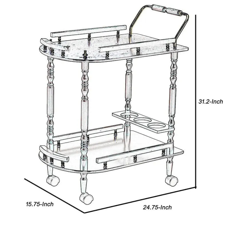Brown 2-Tier Serving Cart with Wine Storage