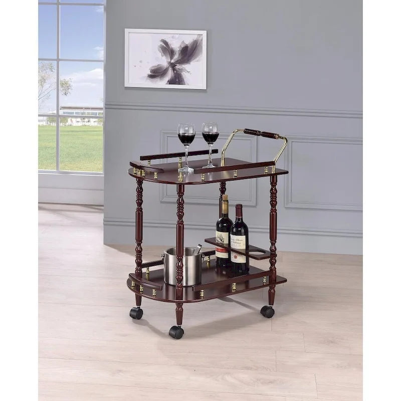 Brown 2-Tier Serving Cart with Wine Storage
