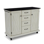 Off-White Rustic Kitchen Cart with Granite Top – Single User