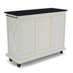 Off-White Rustic Kitchen Cart with Granite Top – Single User