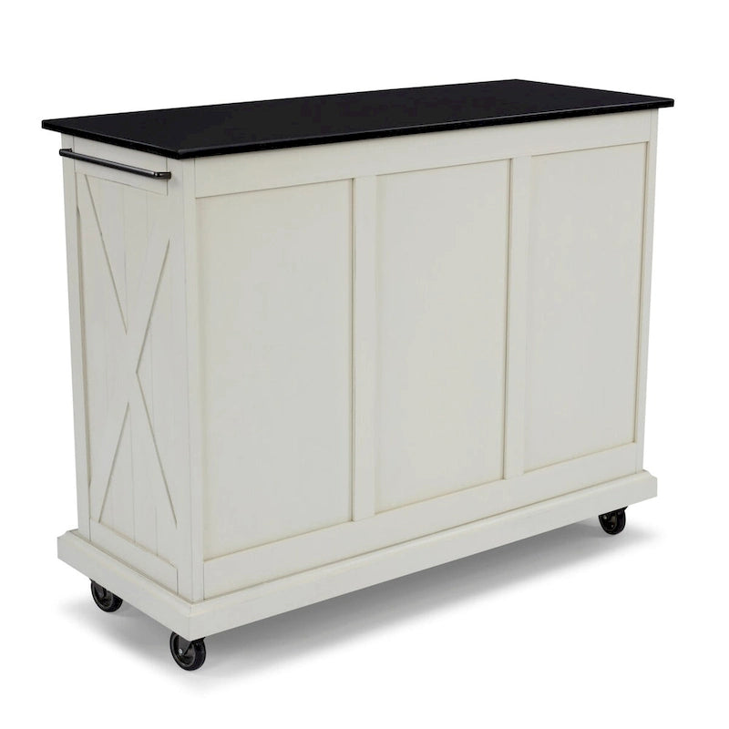 Off-White Rustic Kitchen Cart with Granite Top – Single User