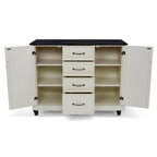 Off-White Rustic Kitchen Cart with Granite Top – Single User
