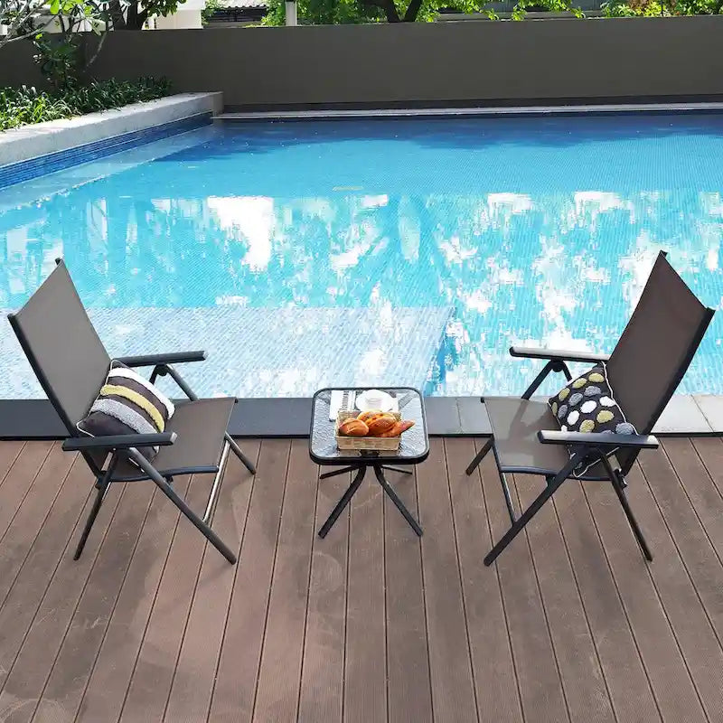 Costway 4PCS Patio Folding Dining Chairs Aluminium Adjustable Back - See details