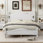 Retro Style Platform Bed with Wooden Slat Support