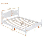Retro Style Platform Bed with Wooden Slat Support