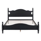 Retro Style Platform Bed with Wooden Slat Support