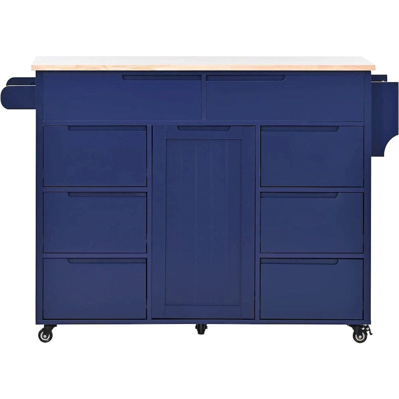 Black / Blue / White Rolling Kitchen Cart with 8 Drawers, 1-Person Use