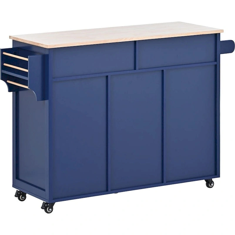 Black / Blue / White Rolling Kitchen Cart with 8 Drawers, 1-Person Use