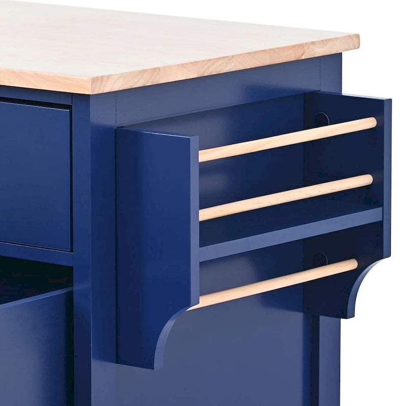 Black / Blue / White Rolling Kitchen Cart with 8 Drawers, 1-Person Use