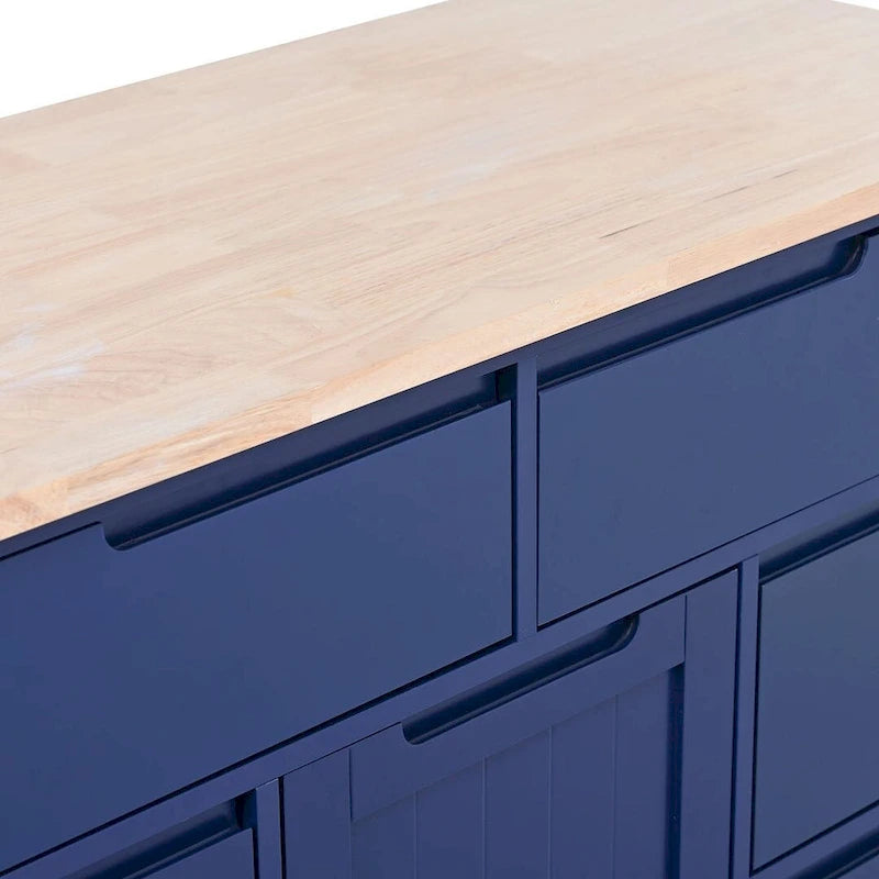 Black / Blue / White Rolling Kitchen Cart with 8 Drawers, 1-Person Use