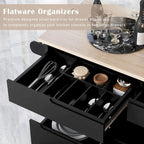 Black / Blue / White Rolling Kitchen Cart with 8 Drawers, 1-Person Use