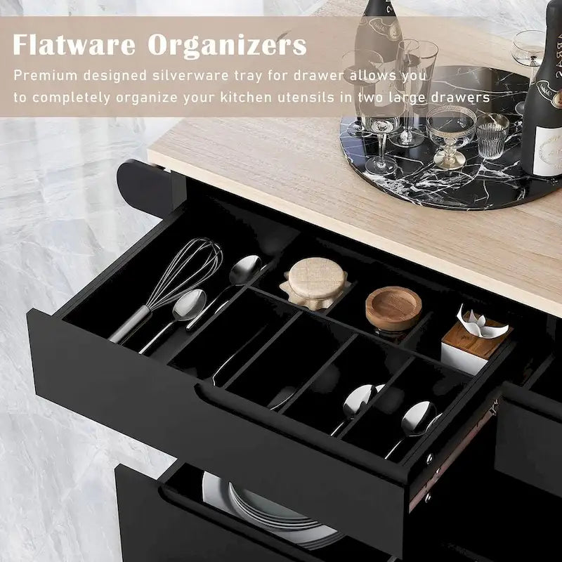 Black / Blue / White Rolling Kitchen Cart with 8 Drawers, 1-Person Use