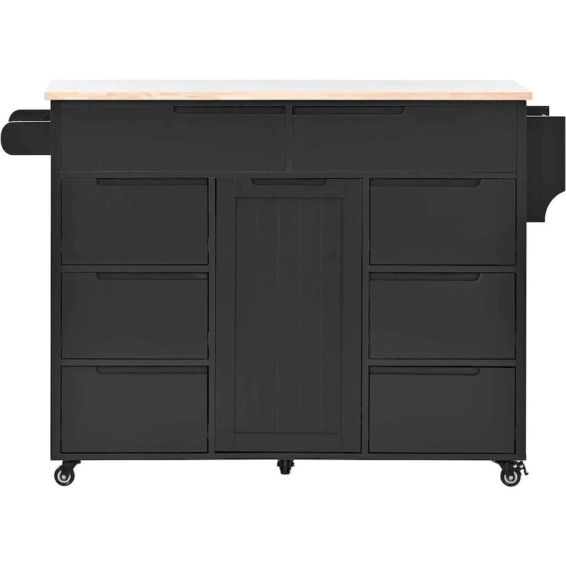 Black / Blue / White Rolling Kitchen Cart with 8 Drawers, 1-Person Use